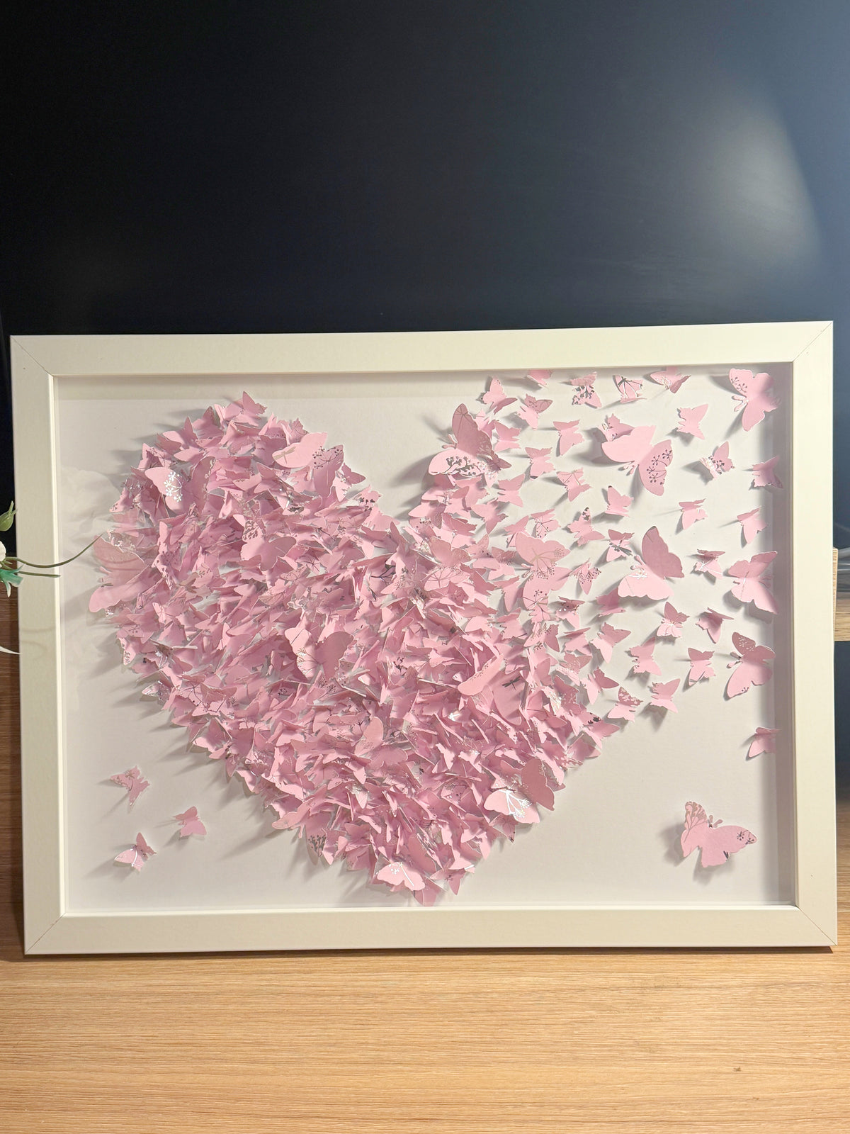 Light Pink White Butterflies Heart wall art