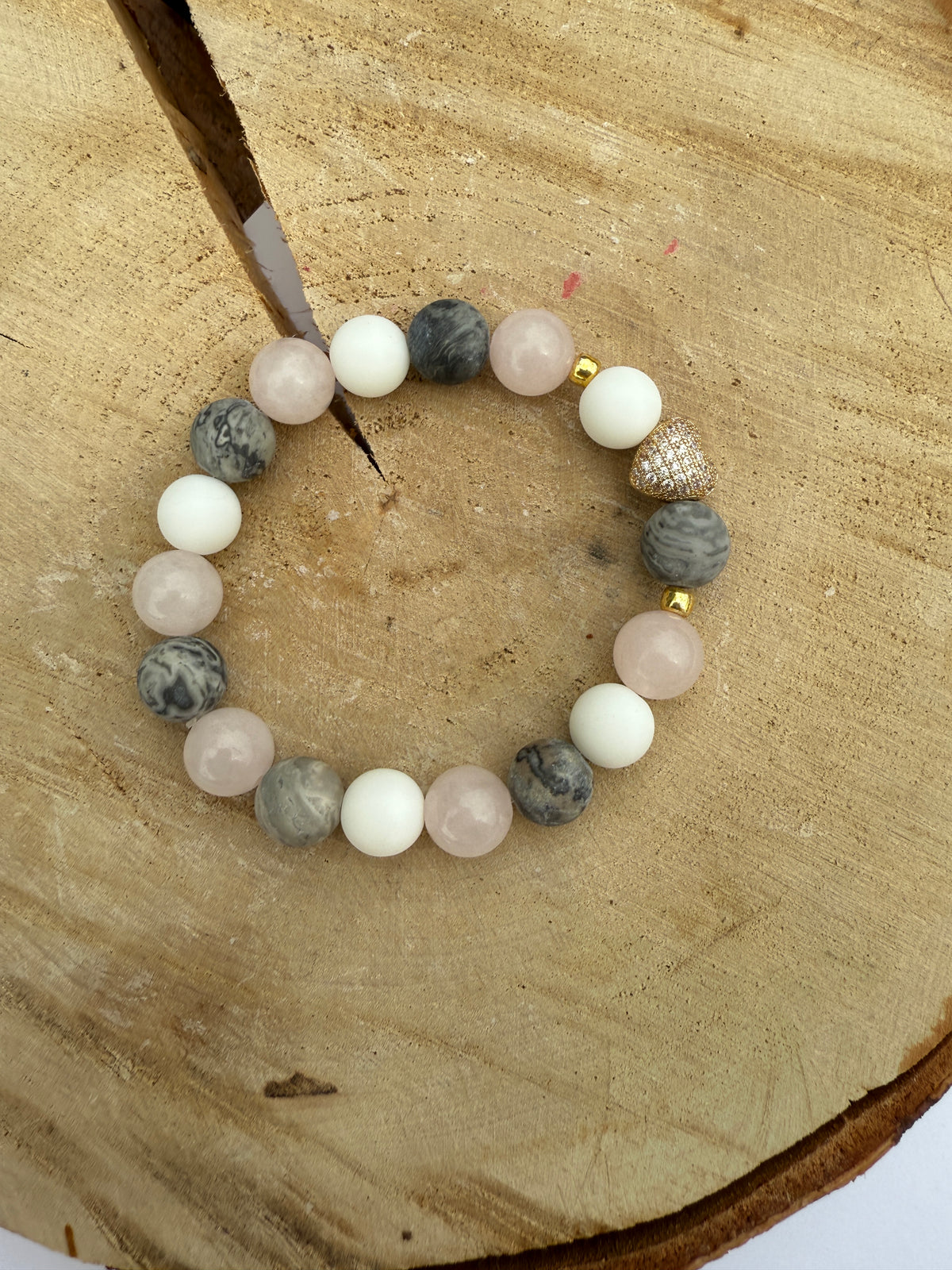 White Onyx, Quartz, Jasper stone Bracelet