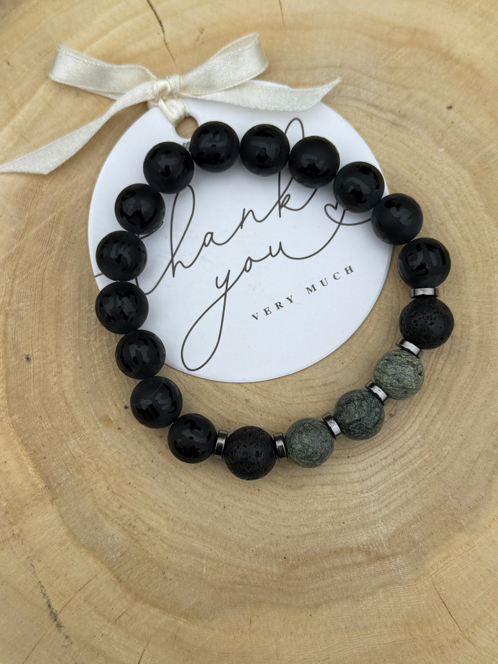 Agate and Serpentine Bracelet