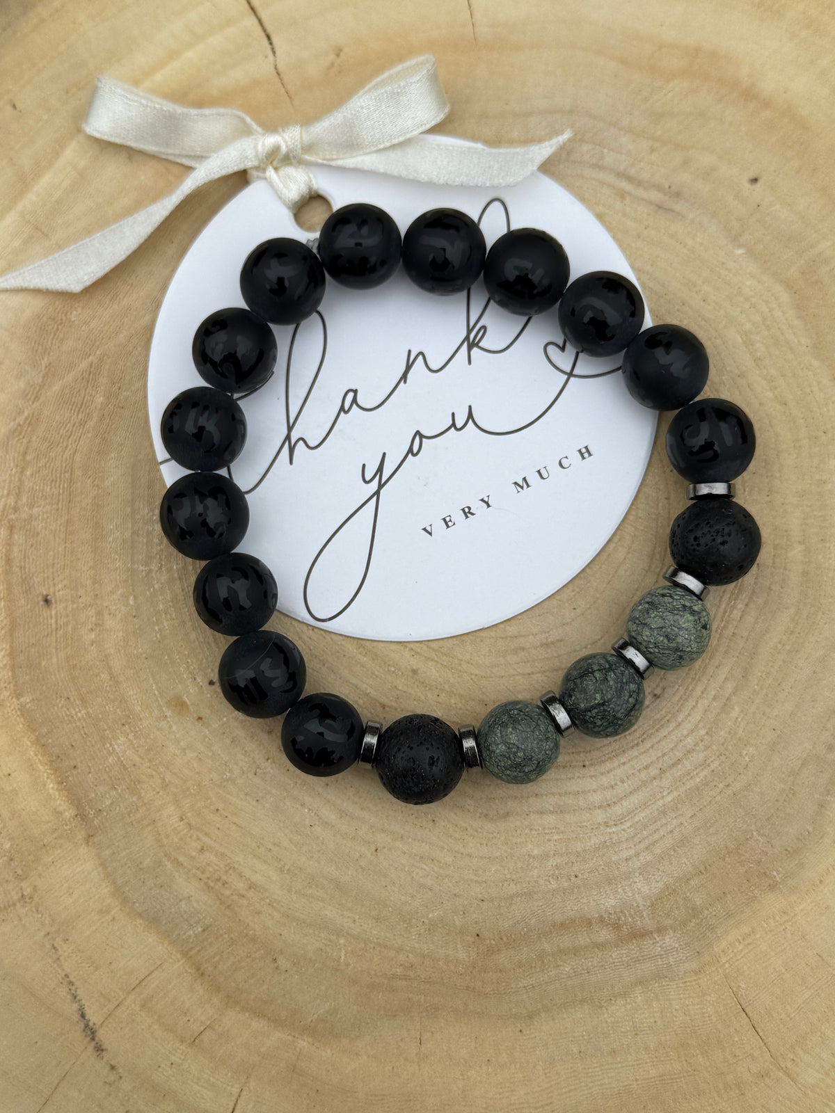 Agate and Serpentine Bracelet
