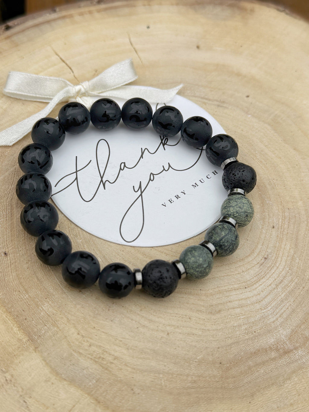 Agate and Serpentine Bracelet
