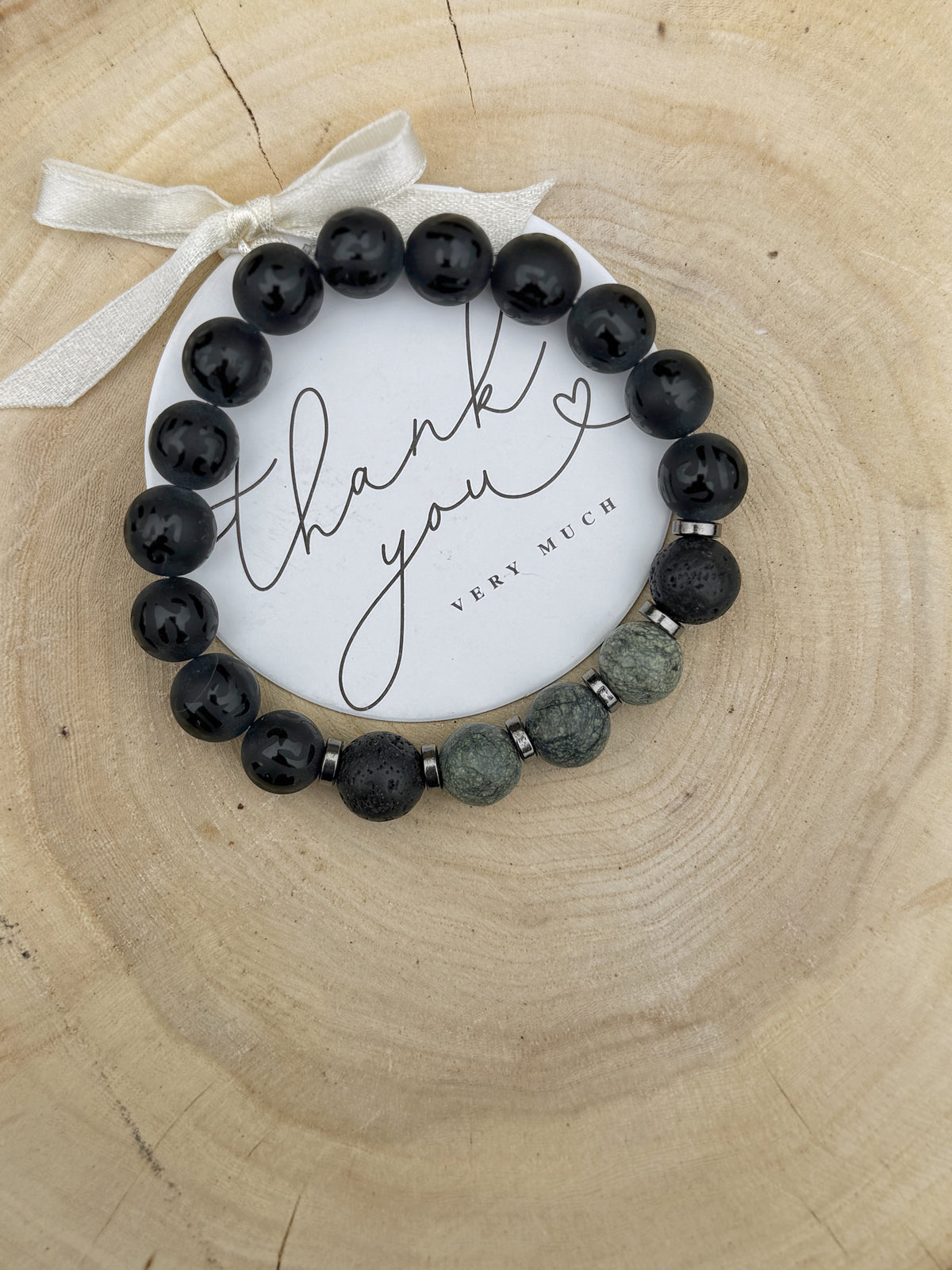 Agate and Serpentine Bracelet