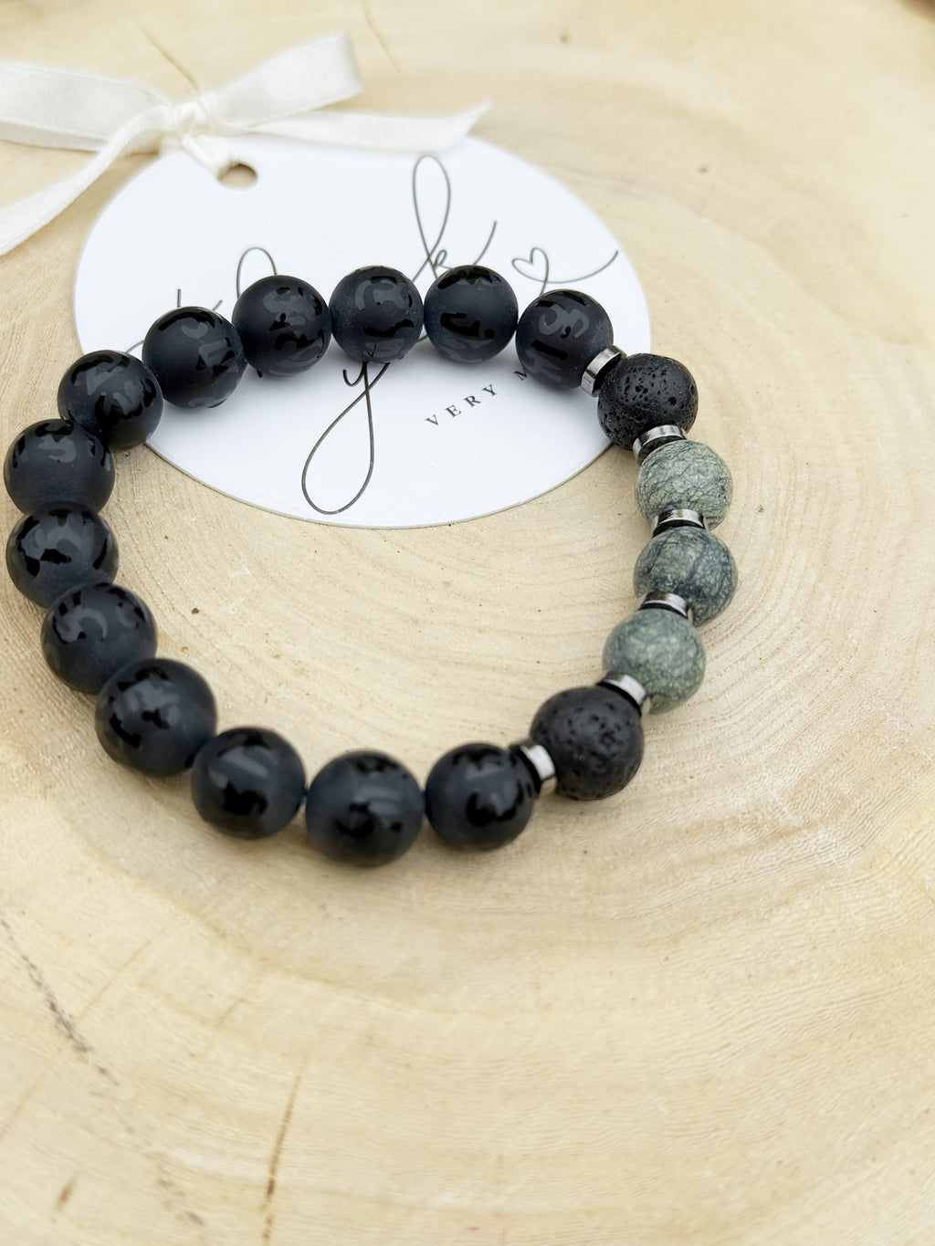 Agate and Serpentine Bracelet