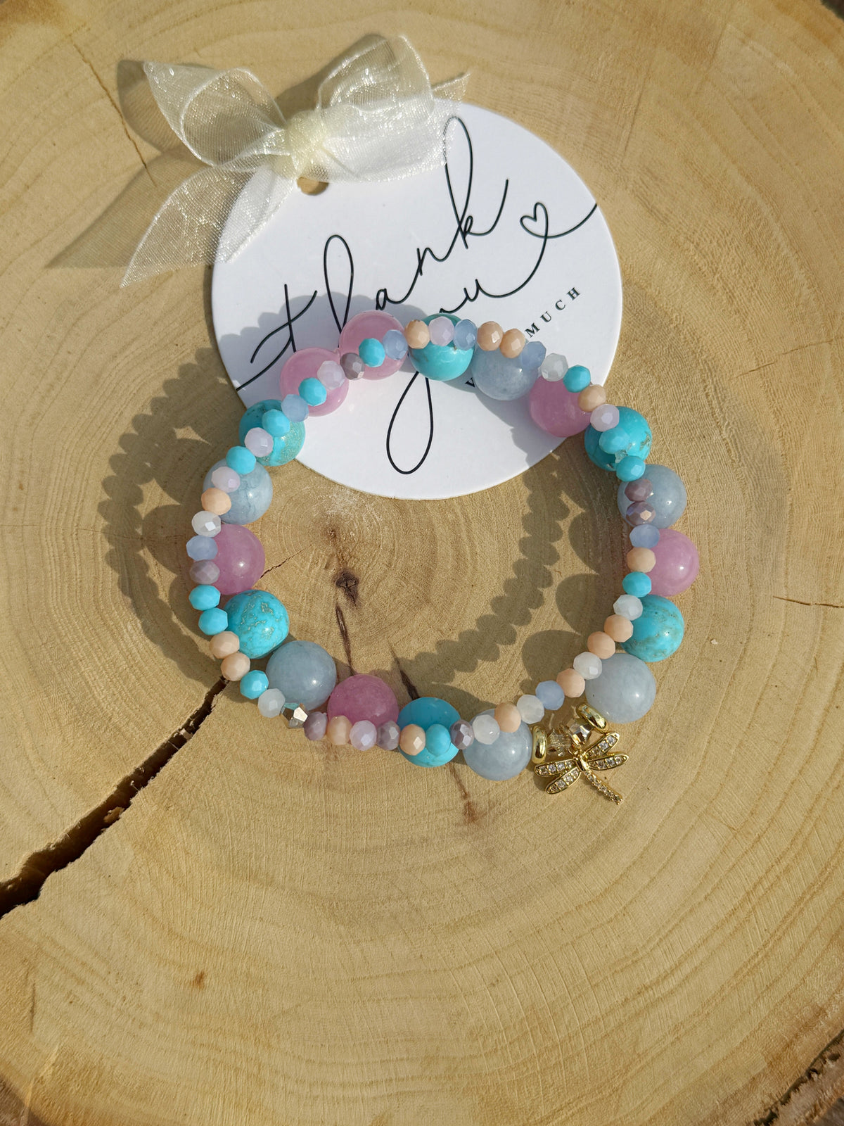 Magnesite, Aquamarine, Kunzite Bracelet 2 in 1