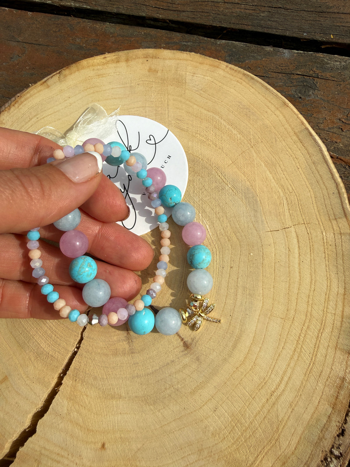Magnesite, Aquamarine, Kunzite Bracelet 2 in 1