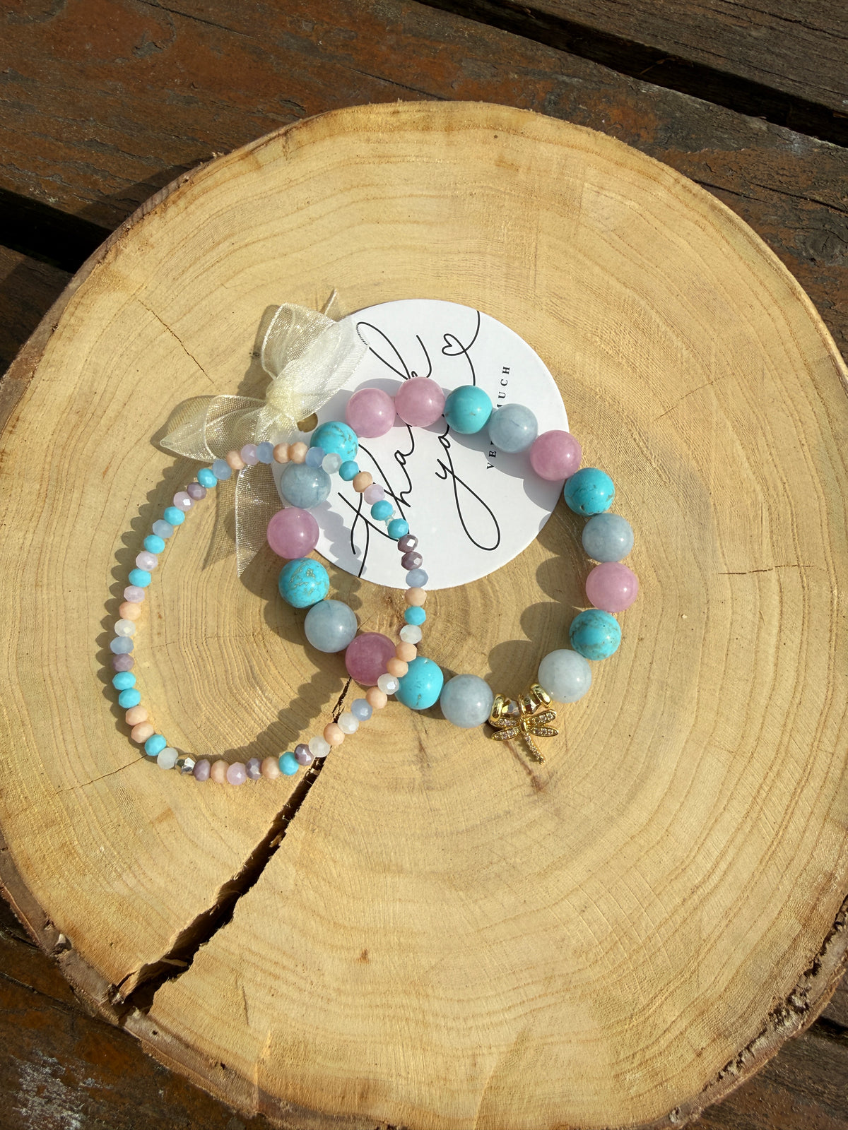 Magnesite, Aquamarine, Kunzite Bracelet 2 in 1