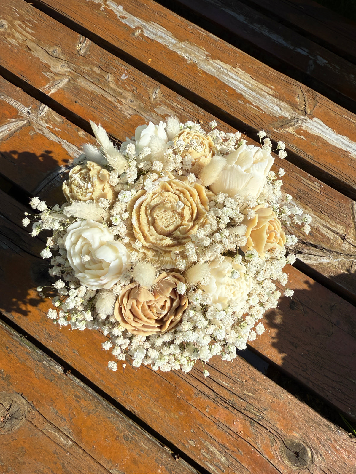 Beige Soy candle flower bouquet