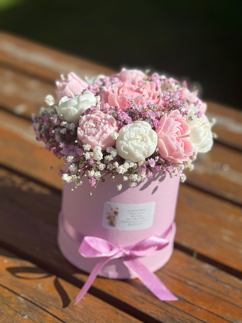Light pink White Soy candle flower bouquet