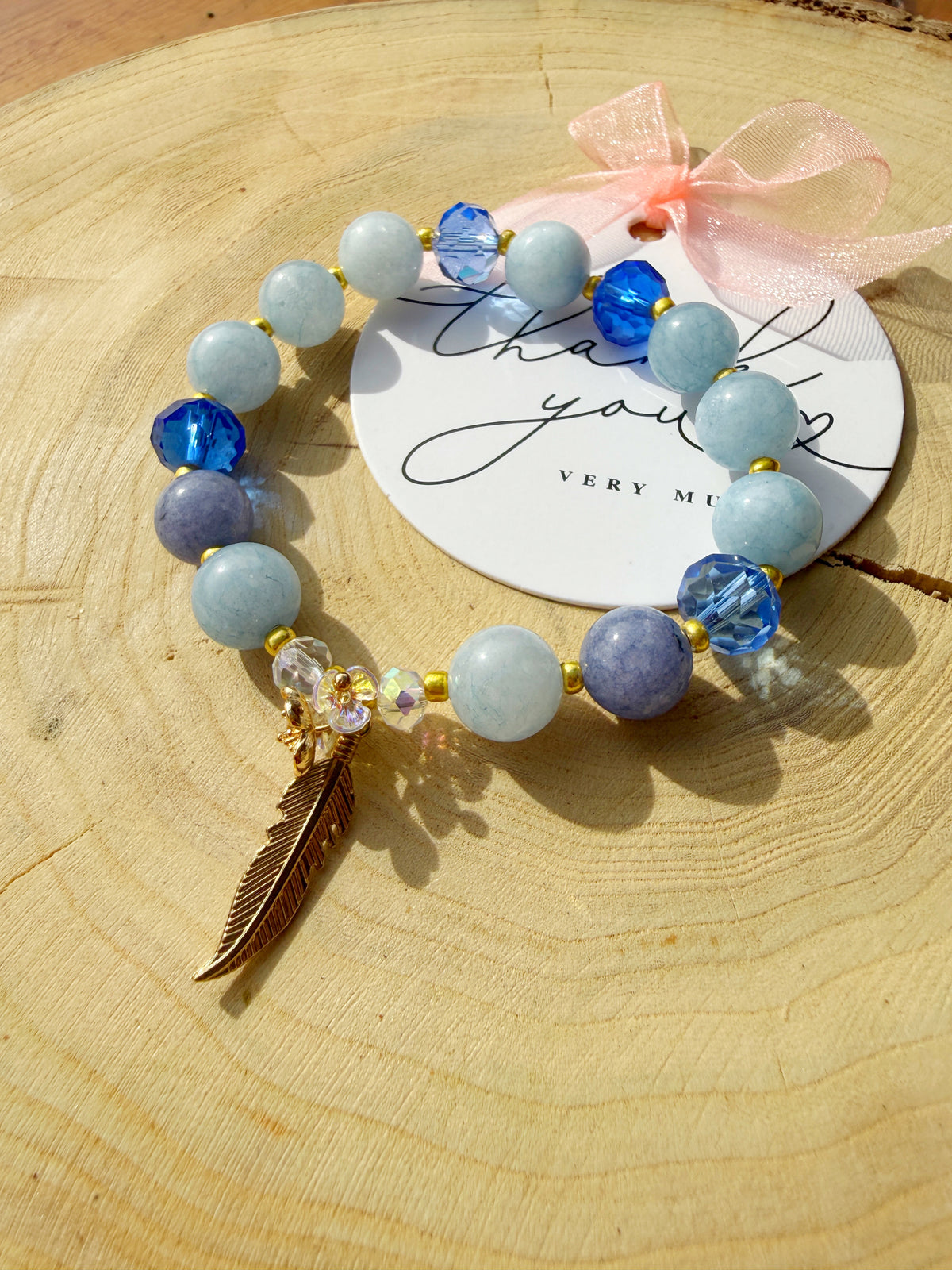 Aquamarina Angelite Stone Bracelet