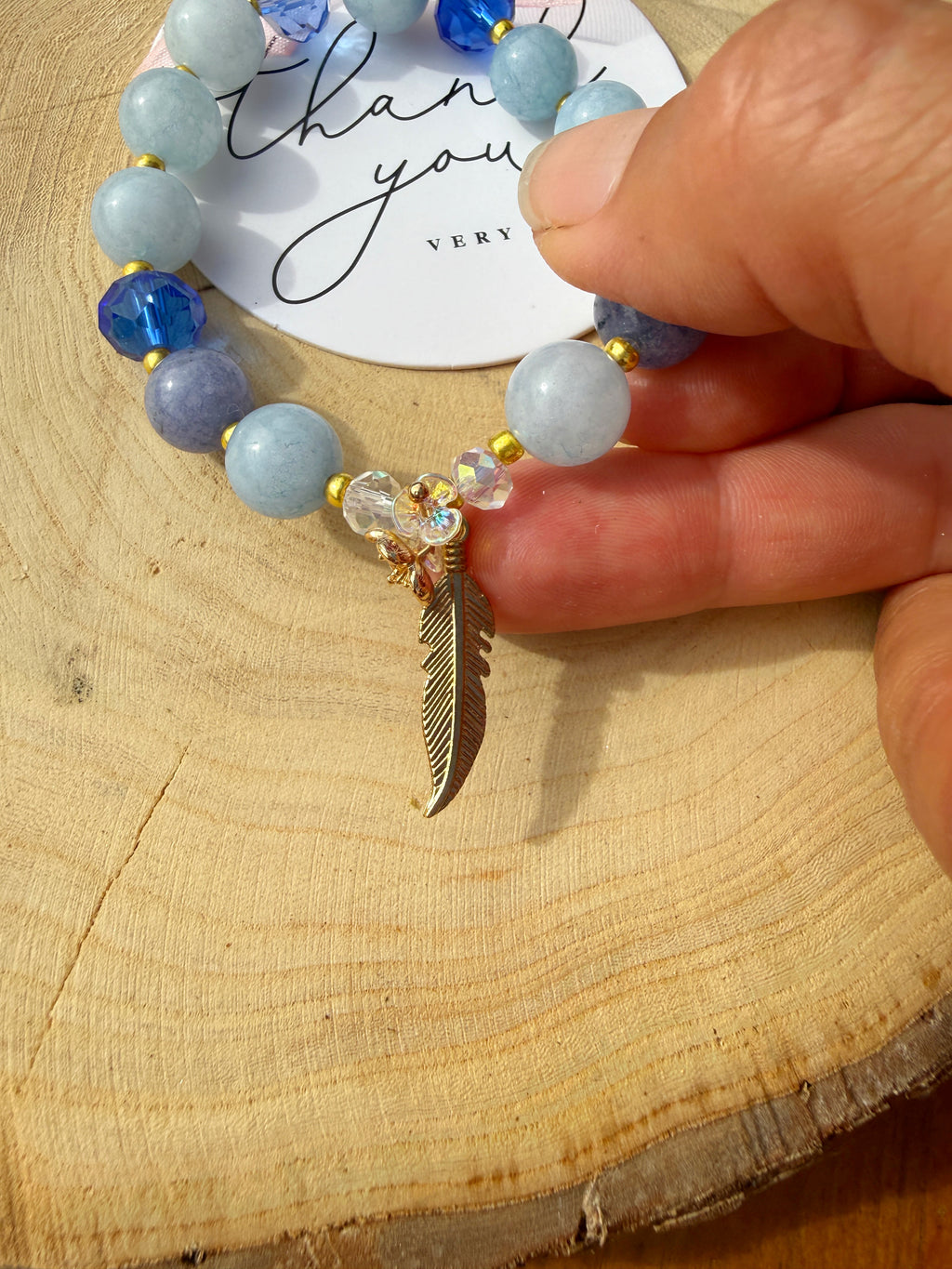 Aquamarina Angelite Stone Bracelet