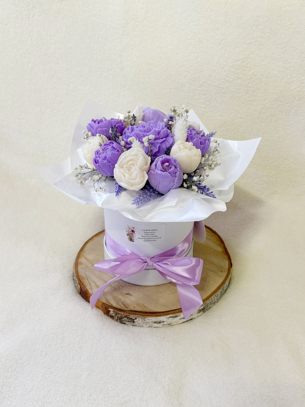 Purple Soy candle flower bouquet