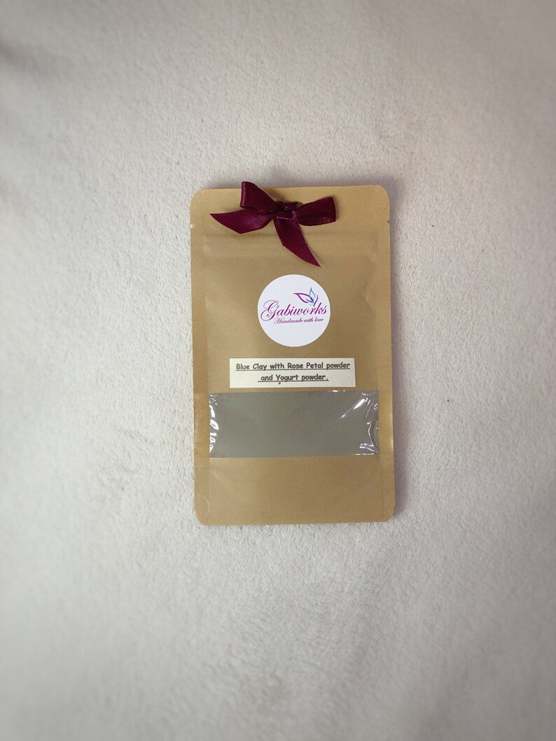 ORGANIC BLUE CLAY with Rose Petals Powder and Yogurt Powder