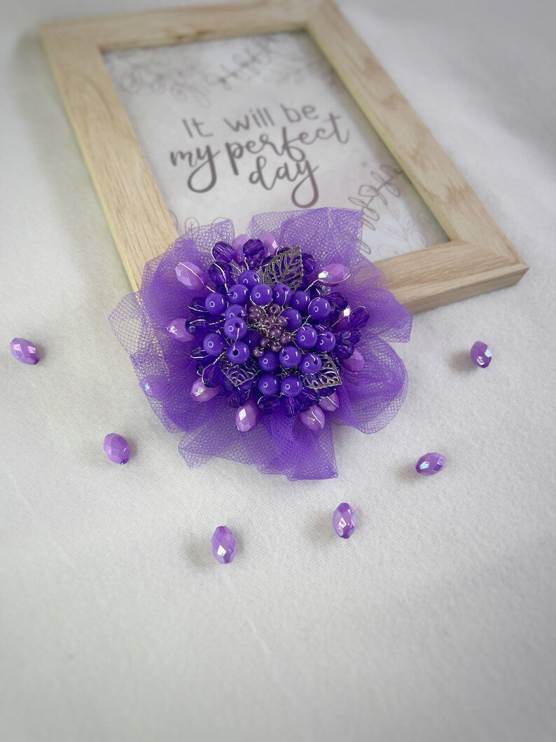 Purple Flower Brooch