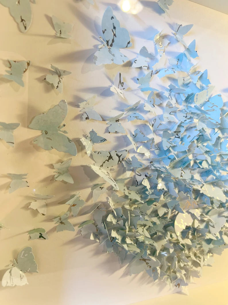 Butterflies heart wall art Light Blue SKY